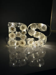 Initial with Dandelions & Fairy Lights - 10 cm