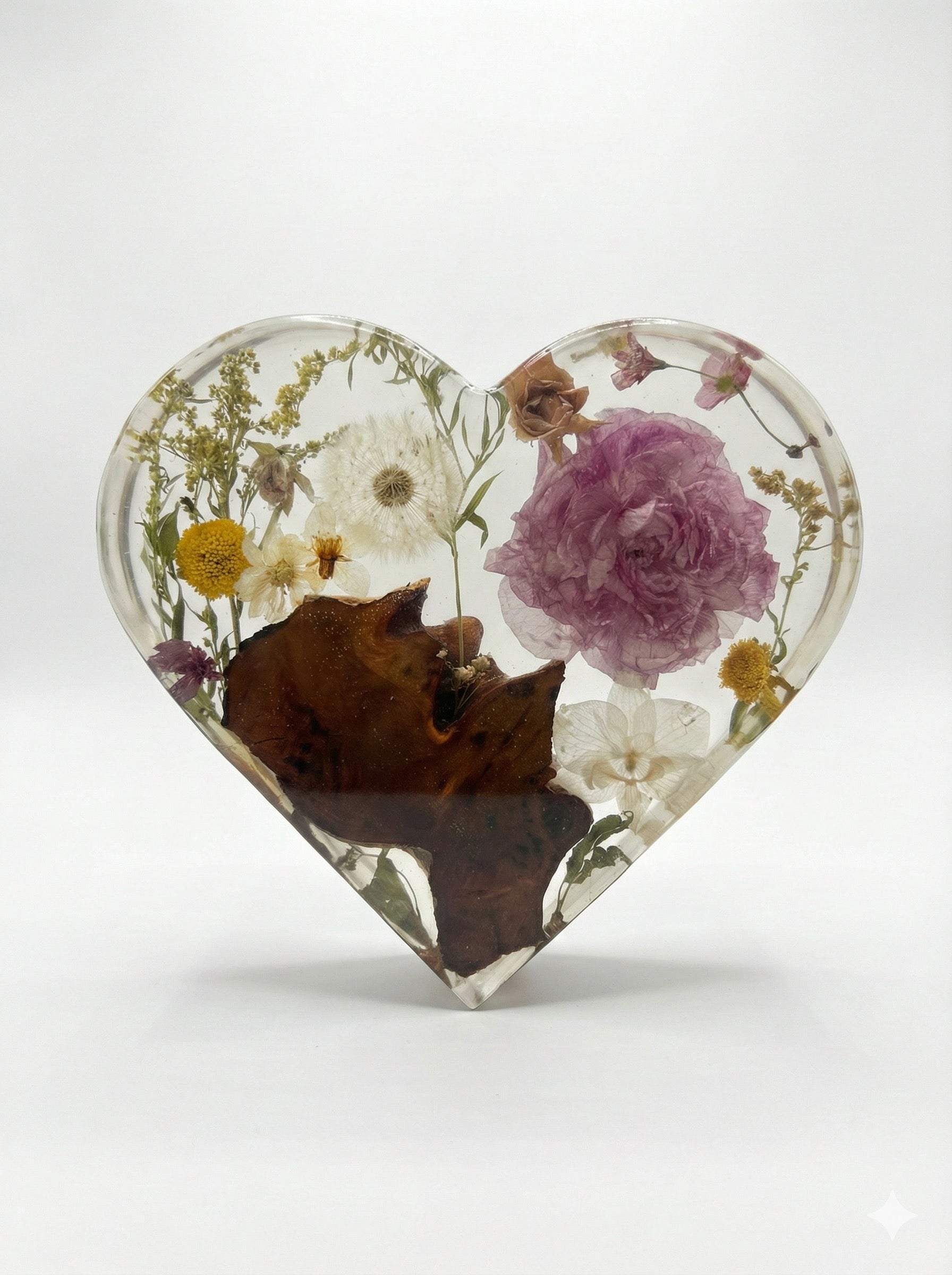 Eternal Heart of Nature Dandelion Floral Keepsake Lamp
