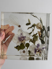 Eternal Dandelion Orchid Crystal Design Cube Lamp