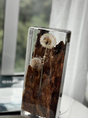 Dandelion Resin Lamp with Natural Wood - Ready to Ship