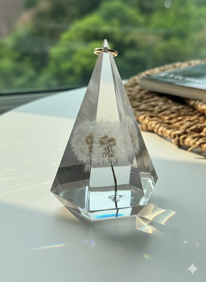FACETED DANDELION RING HOLDER ready to ship