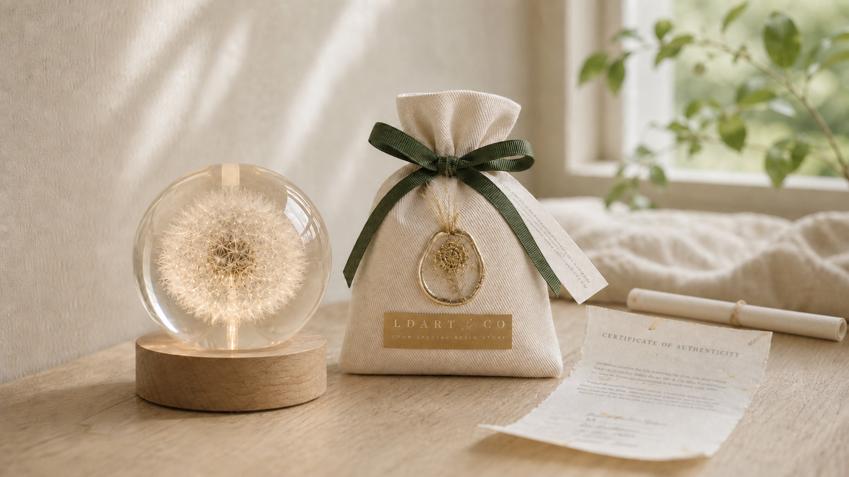 Dandelion sphere presented as a meaningful gift