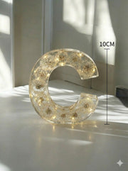 Initial with Dandelions & Fairy Lights - 10 cm